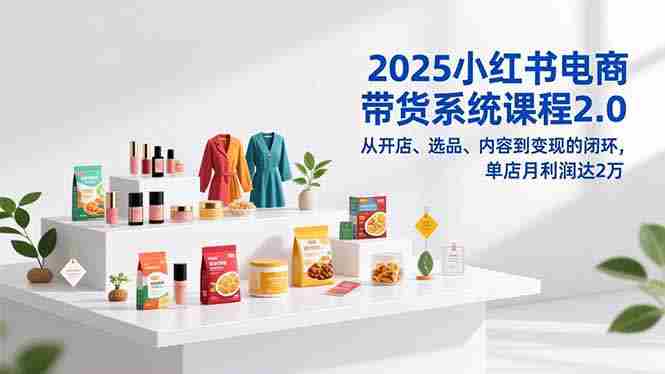（16880期）2025小红书电商带货系统课程2.0，从开店、选品、内容到变现的闭环，单店月利润达2万-金启
