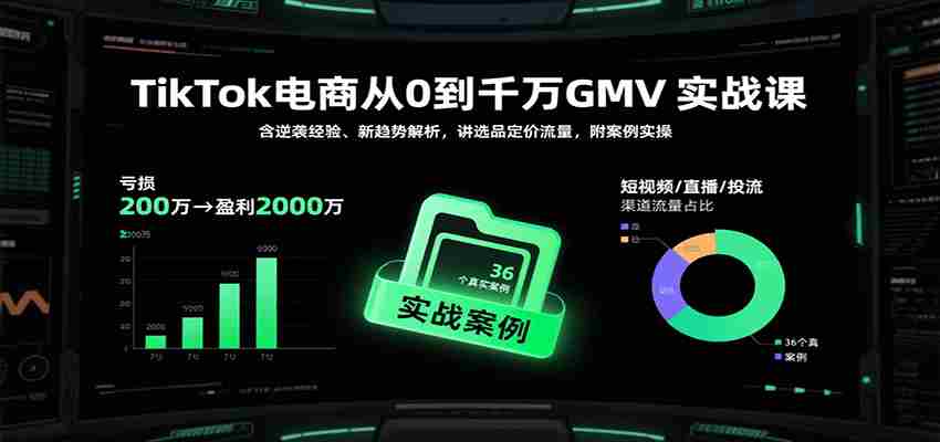 TikTok电商从0到千万GMV实战课，含逆袭经验、新趋势解析，讲选品定价流量等（更新）-金启