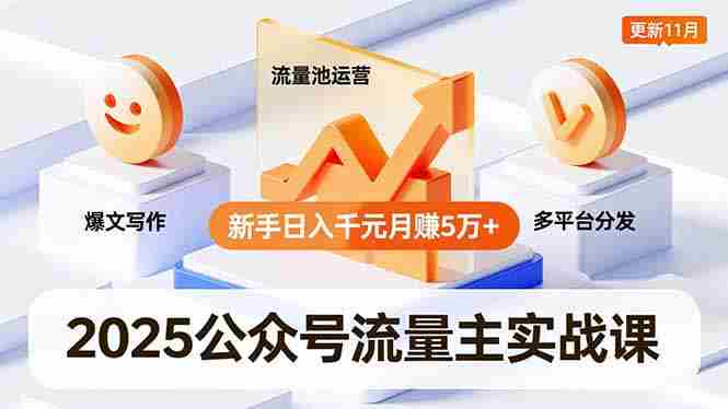 （16717期）2025公众号流量主实战课，爆文写作、流量池运营、多平台分发，新手日入千元月赚5万+更新11月-金启