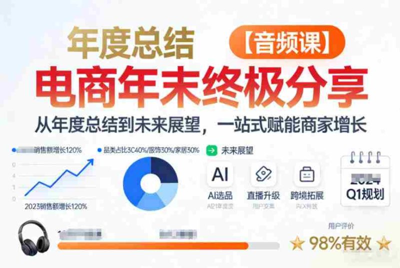 电商年未终极分享，从年度总结到未来展望，一站式赋能商家增长【音频课】-金启