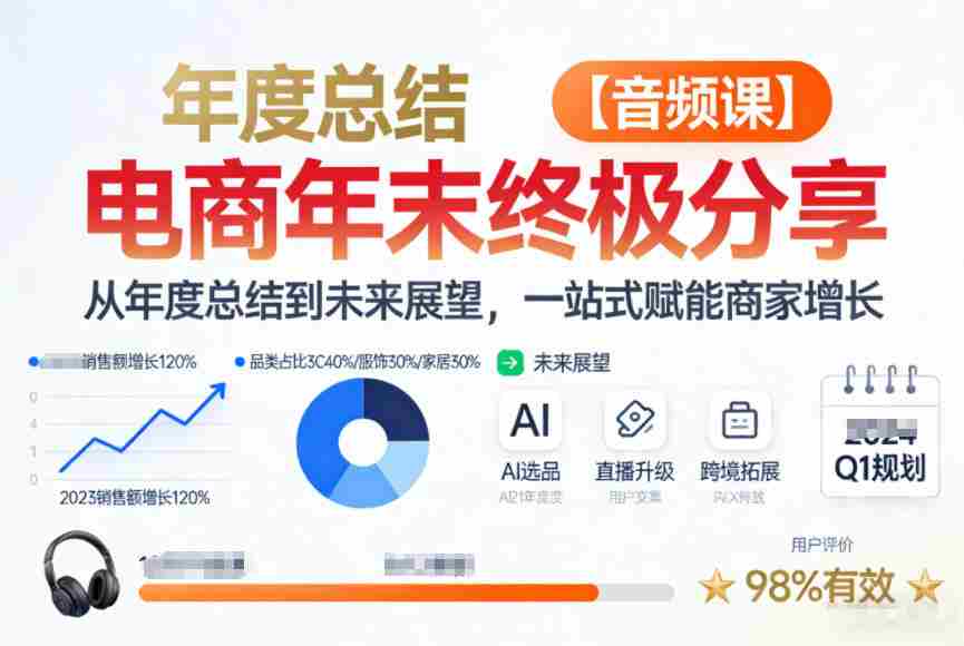 电商年未终极分享，从年度总结到未来展望，一站式赋能商家增长【音频课】-金启
