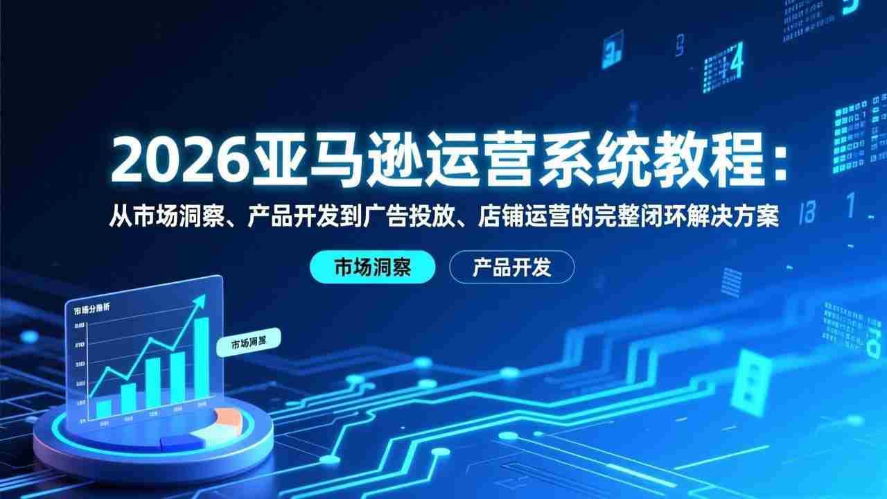 （17208期）2026亚马逊运营系统教程：从市场洞察、产品开发到广告投放、店铺运营的完整闭环解决方案-金启