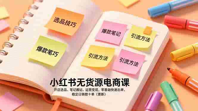 （17018期）小红书无货源电商课，开店选品、笔记搬运、运营变现，零基础快速出单，稳定日销数十单（更新）-金启