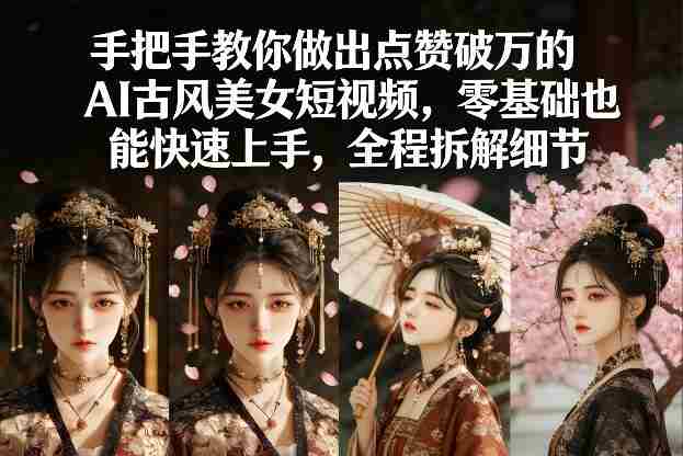 手把手教你做出点赞破万的AI古风美女短视频,零基础也能快速上手,全程拆解细节-金启