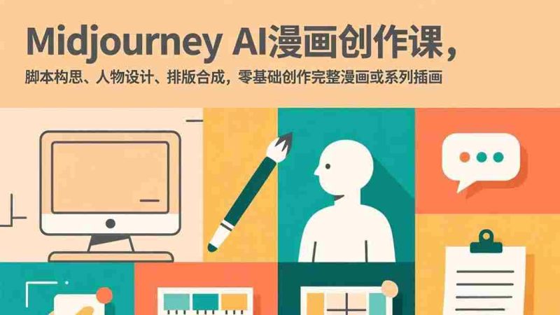 （17299期）Midjourney AI漫画创作课，脚本构思、人物设计、排版合成，零基础创作完整漫画或系列插画-金启