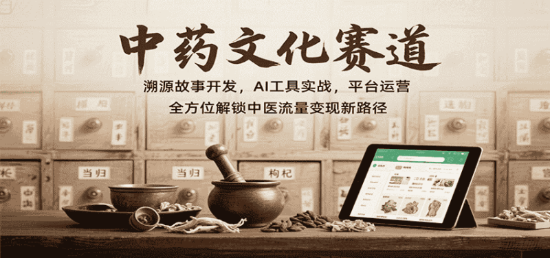 中药文化赛道：溯源故事开发，AI工具实战，平台运营，全方位解锁中医流量变现新路径-金启