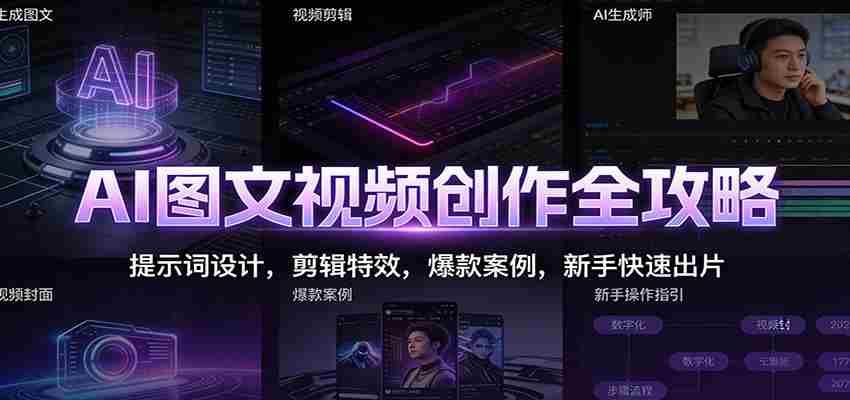 AI图文视频创作全攻略：提示词设计，剪辑特效，爆款案例，新手快速出片-金启
