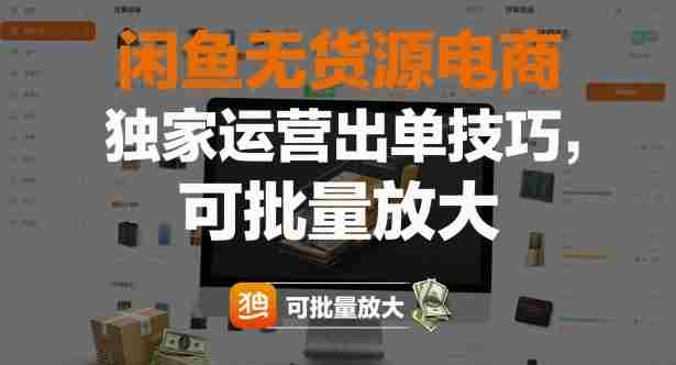 闲鱼无货源电商，独家运营出单技巧，可批量放大-金启