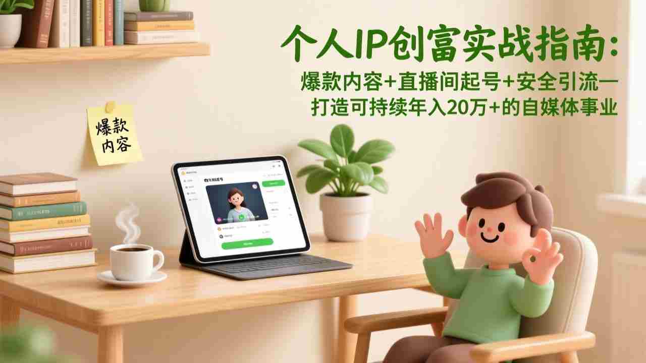 （17217期）个人IP创富实战指南：爆款内容+直播间起号+安全引流，打造可持续年入20万+的自媒体事业-金启
