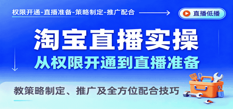 淘宝直播实操，从权限开通到直播准备，教策略制定、推广及全方位配合技巧-金启