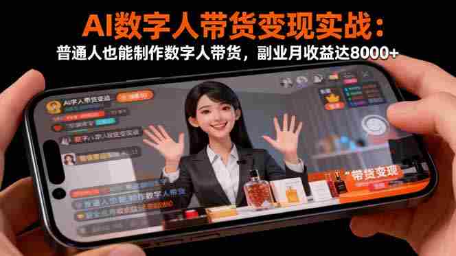 （16377期）AI数字人带货变现实战：普通人也能制作数字人带货，副业月收益达8000+-金启