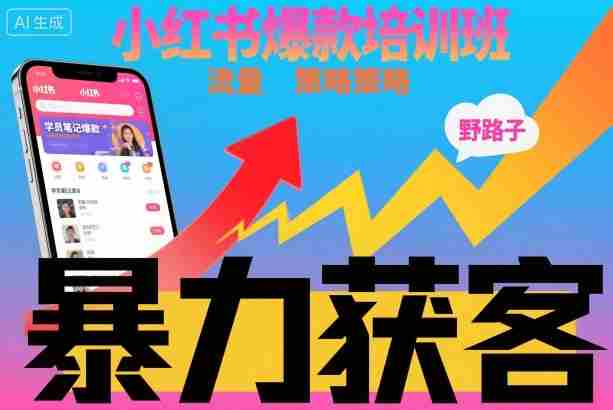 小红书爆款培训班，小红书获客野路子流量打法，暴力持续获客-金启