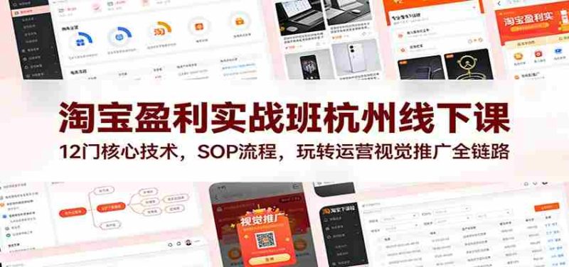 淘宝盈利实战班杭州线下课:12门核心技术,SOP 流程,玩转运营视觉推广全链路-金启