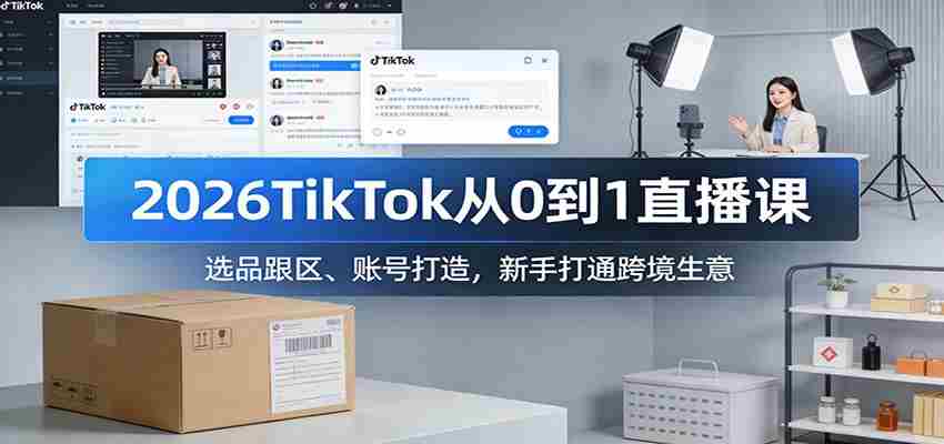 2026TikTok从0到1直播课：选品跟区、账号打造，新手打通跨境生意-金启