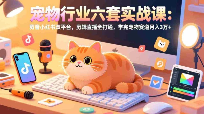 （17410期）宠物行业六套实战课：抖音小红书双平台，剪辑直播全打通，学完宠物赛道月入3万+-金启