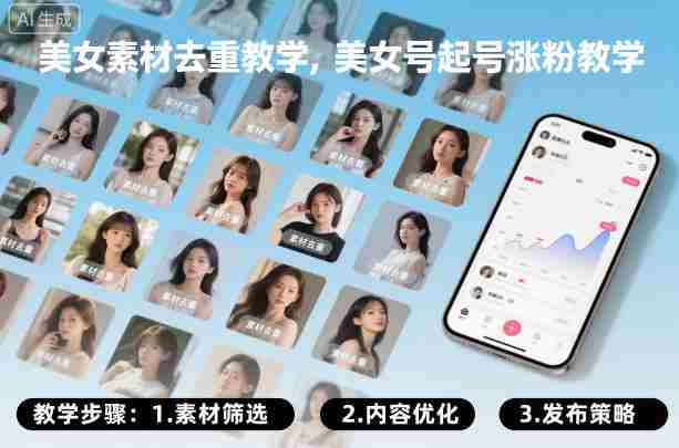 美女素材去重教学，美女号起号涨粉教学-金启