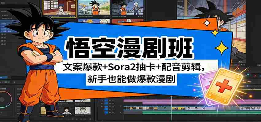 悟空漫剧班：文案爆款+Sora2抽卡+配音剪辑，新手也能做爆款漫剧-金启