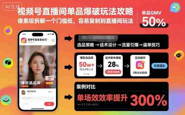视频号直播间单品爆破玩法攻略，像素级拆解一个门槛低，容易复制到直播间玩法-金启