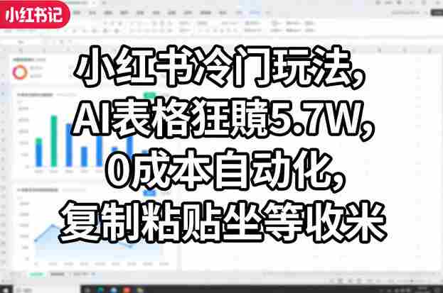 小红书冷门玩法，AI表格狂賺5.7W，0成本自动化，复制粘贴坐等收米-金启创业网 - 网上赚钱方法教程大全 - www.jinqi6.top