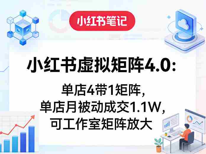 小红书虚拟矩阵4.0：单店4带1矩阵，单店月被动成交1.1W，可工作室矩阵放大-金启创业网 - 网上赚钱方法教程大全 - www.jinqi6.top
