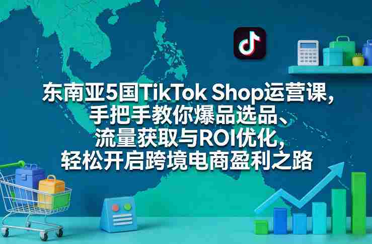 东南亚5国TikTok Shop运营课，手把手教你爆品选品、流量获取与ROI优化，轻松开启跨境电商盈利之路-金启
