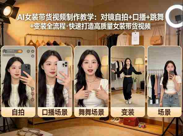 AI女装带货视频制作教学，对镜自拍、口播、跳舞、变装全流程，快速打造高质量女装带货视频-金启创业网 - 网上赚钱方法教程大全 - www.jinqi6.top