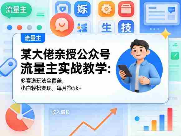 某大佬亲授公众号流量主实战教学：多赛道玩法全覆盖，小白轻松变现，每月多挣5k+-金启创业网 - 网上赚钱方法教程大全 - www.jinqi6.top