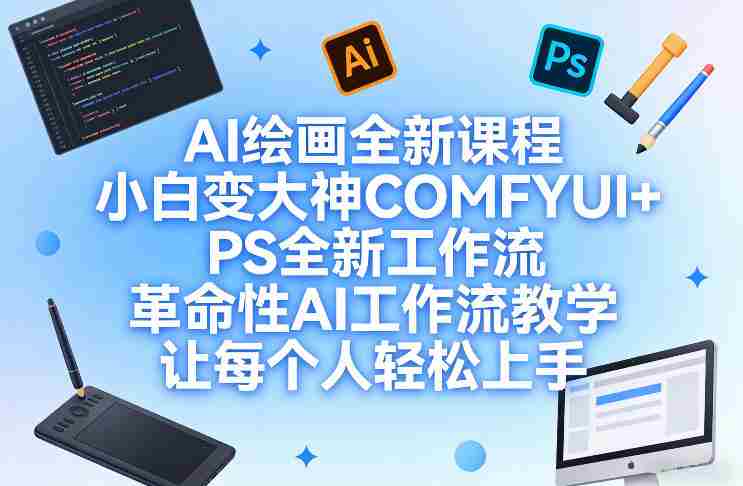 AI绘画全新课程，小白变大神COMFYUI+PS全新工作流，革命性AI工作流教学，让每个人轻松上手-金启