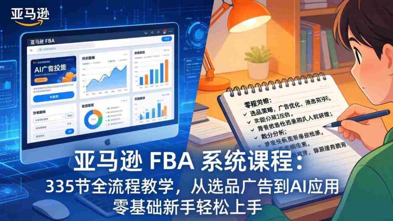（17744期）亚马逊 FBA 系统课程（更新26年3月）335节全流程教学，从选品广告到AI应用，零基础新手轻松上手-金启创业网 - 网上赚钱方法教程大全 - www.jinqi6.top