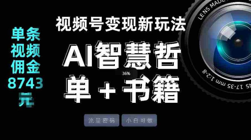 视频号流量密码，变现新玩法-AI智慧哲单＋书单，单条视频佣金8743米-金启创业网 - 网上赚钱方法教程大全 - www.jinqi6.top