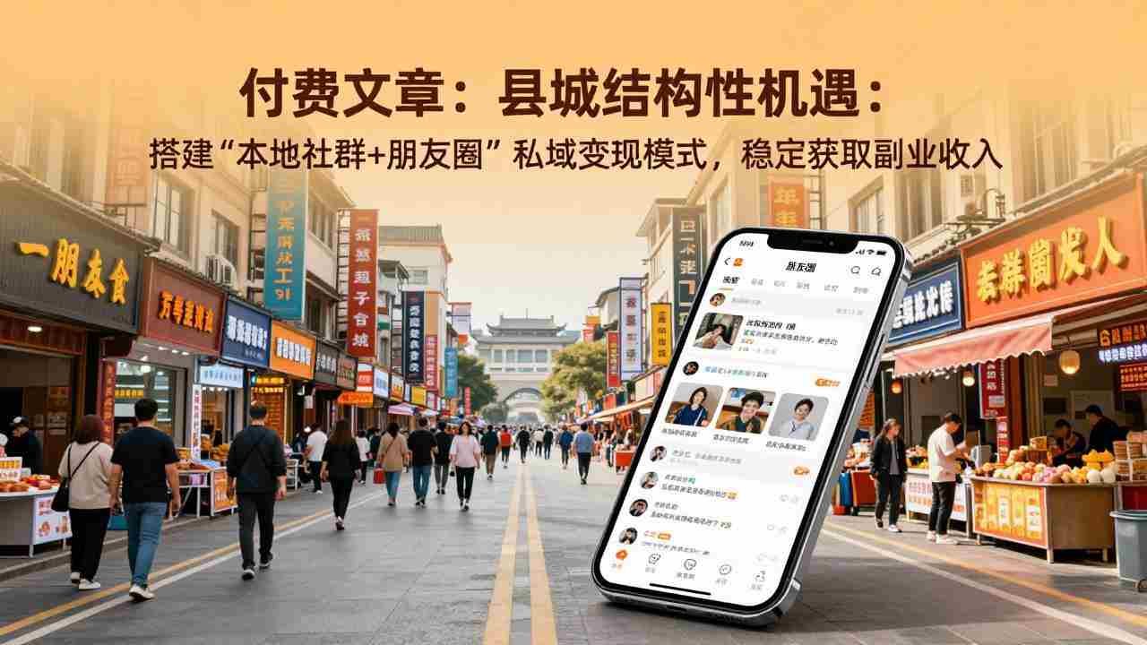 （17518期）付费文章：县城结构性机遇：搭建“本地社群+朋友圈”私域变现模式，稳定获取副业收入-金启