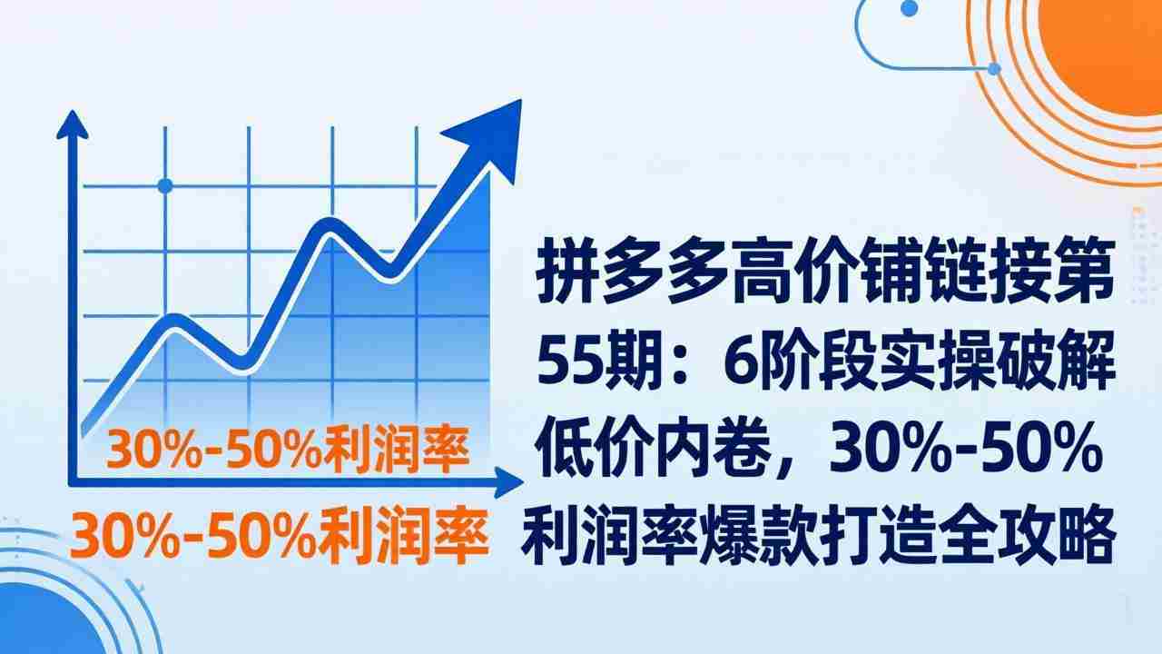 （17698期）拼多多高价铺链接第55期：6阶段实操破解低价内卷，30%-50%利润率爆款打造全攻略-金启创业网 - 网上赚钱方法教程大全 - www.jinqi6.top