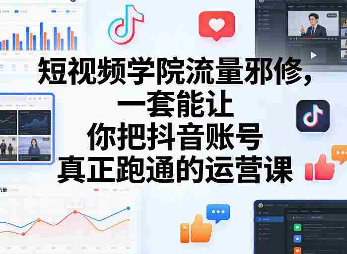 短视频学院流量邪修，一套能让你把抖音账号真正跑通的运营课-金启创业网 - 网上赚钱方法教程大全 - www.jinqi6.top
