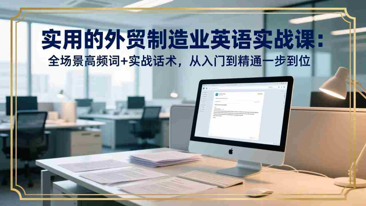 （17532期）实用的外贸制造业英语实战课：全场景高频词+实战话术，从入门到精通一步到位-金启