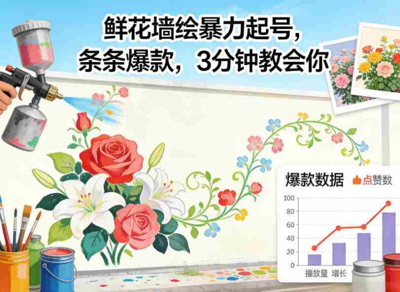 鲜花墙绘暴力起号，条条爆款，3分钟教会你-金启创业网 - 网上赚钱方法教程大全 - www.jinqi6.top