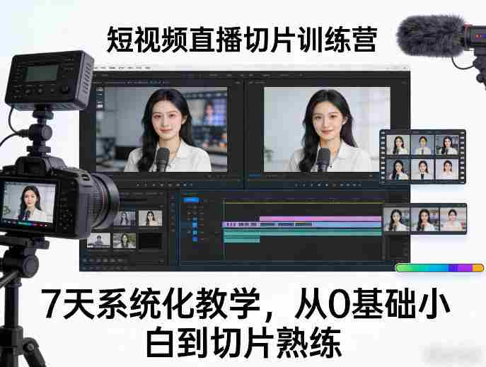 短视频直播切片训练营，7天系统化教学，从0基础小白到切片熟练-金启创业网 - 网上赚钱方法教程大全 - www.jinqi6.top