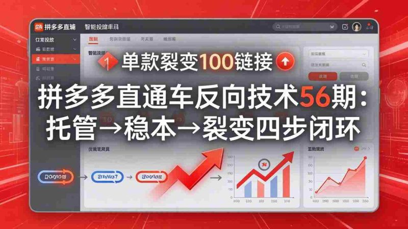 （17737期）拼多多直通车反向技术56期：托管→稳本→裂变四步闭环，单款裂变100链接抢占核心流量-金启创业网 - 网上赚钱方法教程大全 - www.jinqi6.top