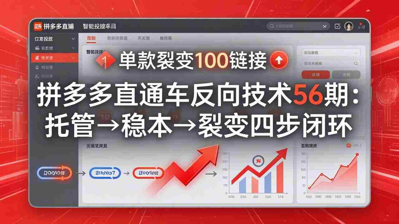（17737期）拼多多直通车反向技术56期：托管→稳本→裂变四步闭环，单款裂变100链接抢占核心流量-金启创业网 - 网上赚钱方法教程大全 - www.jinqi6.top