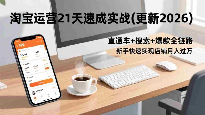 （17806期）淘宝运营21天速成实战(更新3月)，直通车+搜索+爆款全链路，新手快速实现店铺月入过万-金启创业网 - 网上赚钱方法教程大全 - www.jinqi6.top
