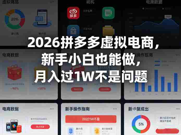 2026拼多多虚拟电商，新手小白也能做，月入过1W不是问题-金启创业网 - 网上赚钱方法教程大全 - www.jinqi6.top