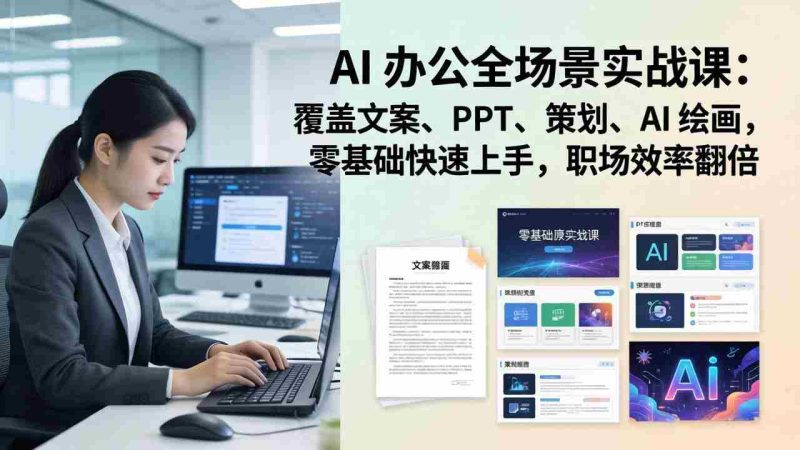 （17732期） AI 办公全场景实战课：覆盖文案、PPT、策划、AI 绘画，零基础快速上手，职场效率翻倍-金启创业网 - 网上赚钱方法教程大全 - www.jinqi6.top