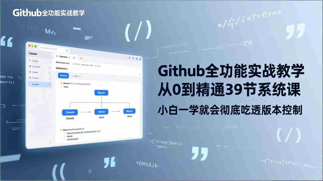 （17501期）GitHub-全功能实战教学，从0到精通39节系统课，小白一学就会彻底吃透版本控制-金启