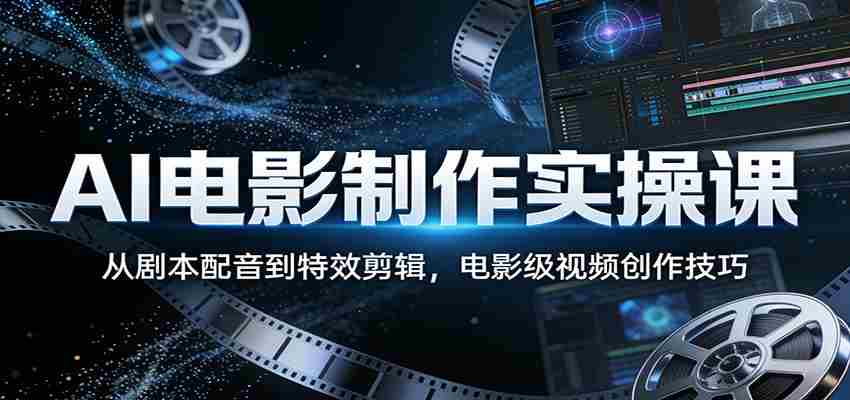 AI电影制作实操课：从剧本配音到特效剪辑，电影级视频创作技巧-金启创业网 - 网上赚钱方法教程大全 - www.jinqi6.top