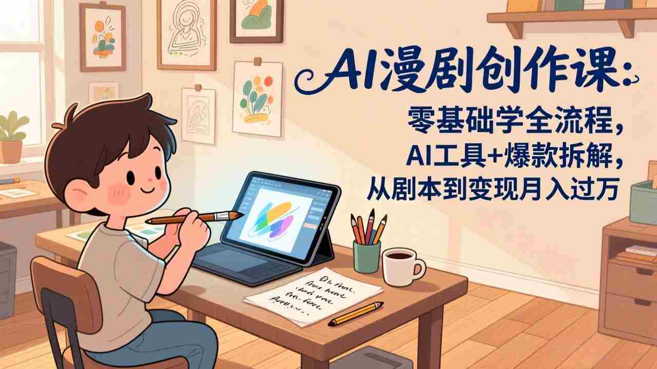 （17519期）AI漫剧创作课：零基础学全流程，AI工具+爆款拆解，从剧本到变现月入过万-金启