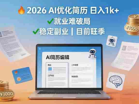 2026用AI优化简历日入1k+就业难，目前旺季，稳定副业-金启创业网 - 网上赚钱方法教程大全 - www.jinqi6.top