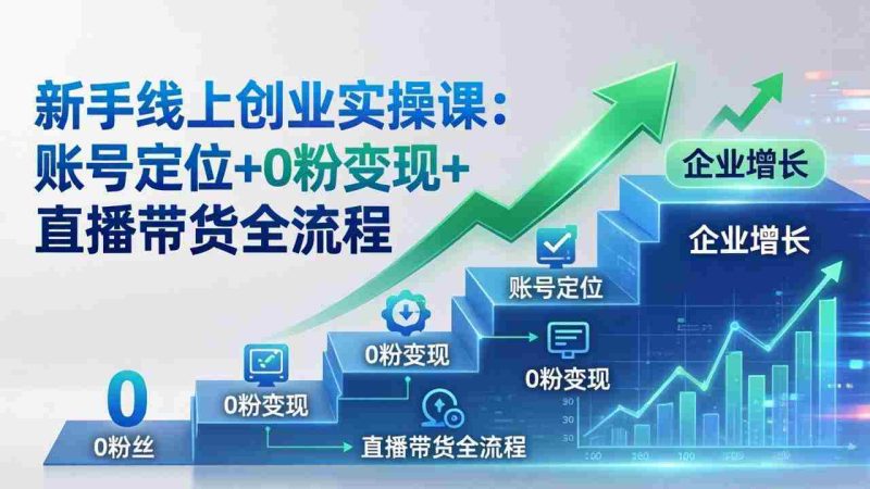（17831期）新手线上创业实操课：账号定位+0粉变现+直播带货全流程，企业用户增长一步到位-金启创业网 - 网上赚钱方法教程大全 - www.jinqi6.top