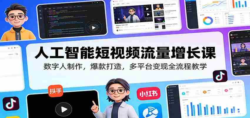 人工智能短视频流量增长课：数字人制作，爆款打造，多平台变现全流程教学-金启创业网 - 网上赚钱方法教程大全 - www.jinqi6.top