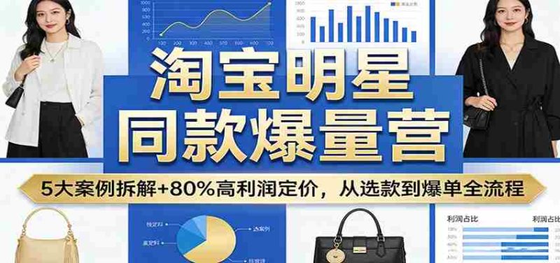 淘宝明星同款爆量营：5大案例拆解+80%高利润定价，从选款到爆单全流程-金启创业网 - 网上赚钱方法教程大全 - www.jinqi6.top