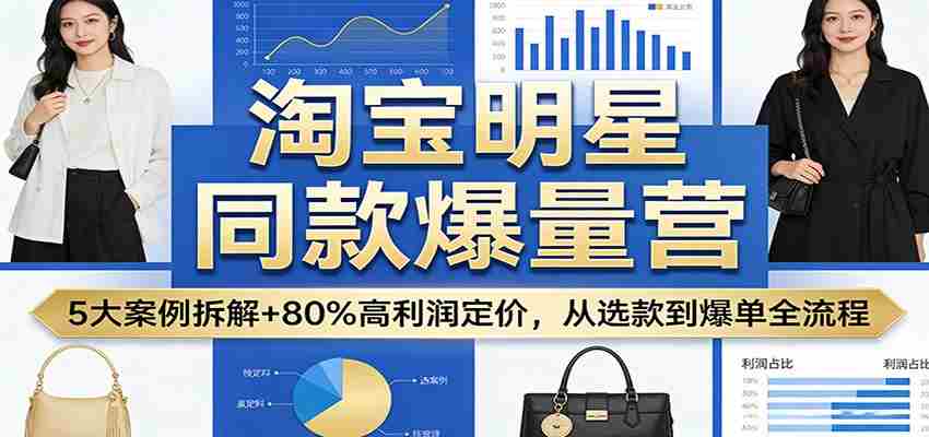 淘宝明星同款爆量营：5大案例拆解+80%高利润定价，从选款到爆单全流程-金启创业网 - 网上赚钱方法教程大全 - www.jinqi6.top