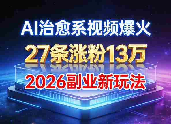 AI治愈系视频爆火，27条涨粉13W，2026新手副业新玩法-金启创业网 - 网上赚钱方法教程大全 - www.jinqi6.top
